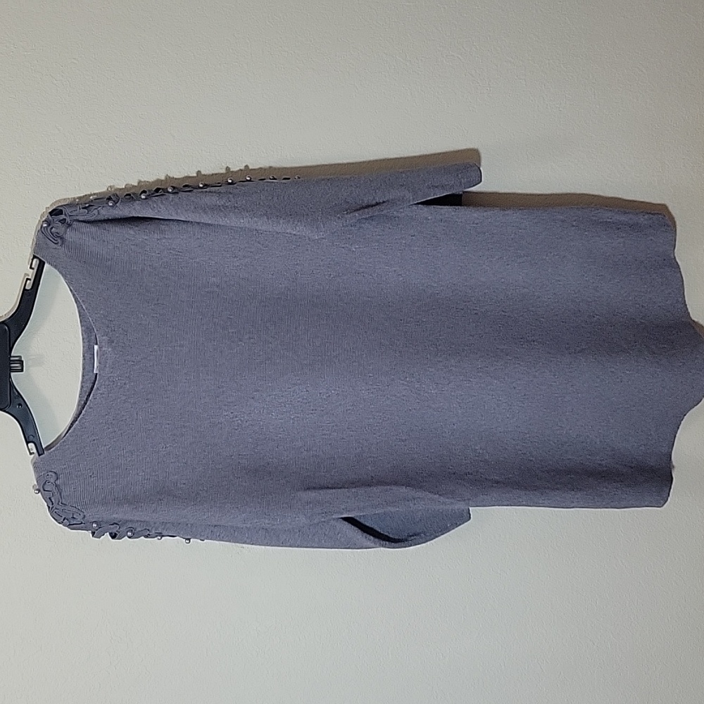 NWT Gray Long Sleeve Dress with Pearl Details